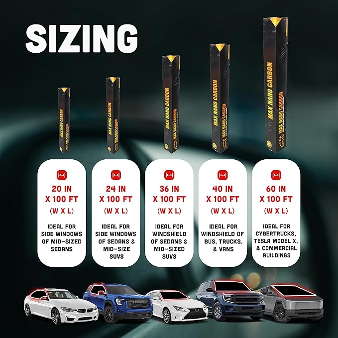 United Max Nano Carbon Car Window Tint Film – 2PLY 35% VLT Series Automotive Tint with UV Protection & Infrared Rejection, Heat & Glare Blocking, Color Stable Adhesive Film Roll, 40 Inch x 100 Feet