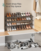 SONGMICS Shoe Rack, 3-Tier Shoe Organizer, Metal Storage Shelf, Upright or Upside Down, for 20-24 Pairs, Stackable, for Entry