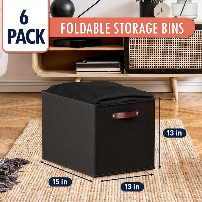 Ornavo Home 13 x 15 x 13 Kallax Storage Cube Bins, Foldable Collapsible Fabric Storage Bins Box Linen Shelf Basket Cube Organ