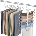 Upgrade 6 Layers Pants Hangers Space Saving, 2Pack Stainless Steel Multifunctional Rack Non Slip S-Type Clothes Jean Hanger C