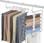 Upgrade 6 Layers Pants Hangers Space Saving, 2Pack Stainless Steel Multifunctional Rack Non Slip S-Type Clothes Jean Hanger C