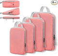 WOOMADA Compression Packing Cubes for Suitcases Travel Essentials 4 Set Expandable Travel Bags Organizer for Luggage(pink)