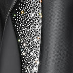 CAR PASS Leather Bling Diamond Car Seat Covers Front & Waterproof Rhinestone Car Floor Mats 4pcs & Sparkly Steering Wheel Cov