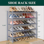 Smiry Long Bamboo Shoe Rack 5-Tier, Stackable Wooden Shoe Organizer for Entryway & Closet, Free Standing Wood Shoe Storage Sh
