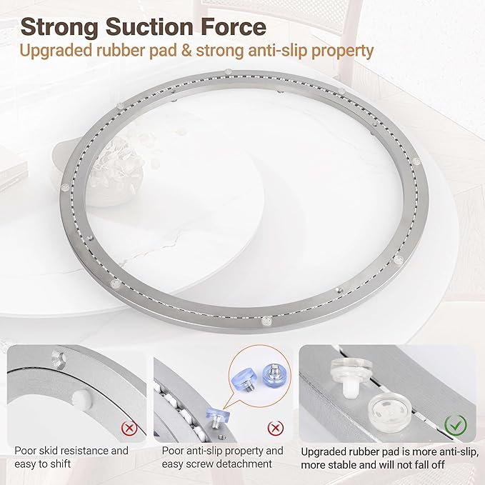 24 Inch Lazy Susan Aluminum Alloy Rotating Turntable Bearing, Non - Slip Mute Metal Bearing Swivel Plate Hardware for Dining 