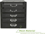 Mind Reader File Storage Drawers, Desk Organizer, Multi-Purpose, Crafts, Office, Metal Mesh, 11"L x 14"W x 11"H, Black, 5 Dra