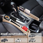 2 Pack Update Car Seat Gap Filler Organizer Leather Console Storage Box Front Side Pocket Seats Organizers Filler Interior Car Accessories for Phone Wallet Coin Key Sunglasses (Off-White)