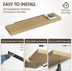 48 Inch Floating Shelves, 12" Deep Floating Shelf Wall Mounted, 48" Wall Shelves, Rustic Deep Bookshelf, Extra Deeper & Thick