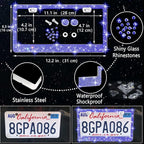 NBTEPEM 27 PCs Blue Bling Car Accessories Set for Women, Steering Wheel Covers Universal Fit 15 Inch, Bling License Plate Frame, Bling Phone Holder, Bling Car Coasters (Blue Diamond)