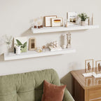 40 Inch Floating Shelves | 6.5 Inch Deep White Floating Shelves Set of 2 | 40" W x 6.5" D Rustic White Wood Wall Shelves with