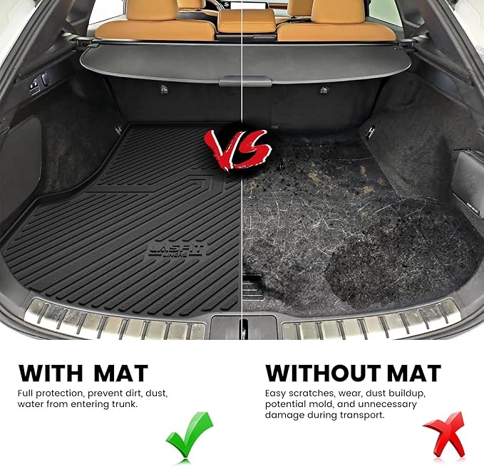 LASFIT Trunk Mat for Lexus RX/RX350/RX350h/RX500h 2025 2024 2023 2026, All Weather TPE RX 350 Cargo Mats Custom Fit for Lexus RX350 Cargo Liner Front & Rear Trunk Liner, Black, Easy to Clean