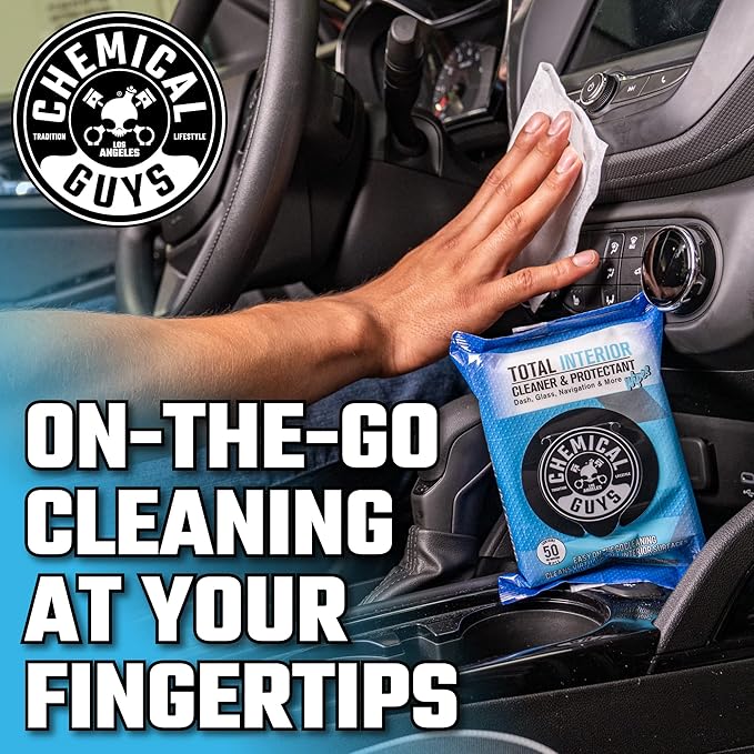 Chemical Guys PMWSPI22050 Total Interior Cleaner & Protectant Wipes Mega 100 Pack, Safe for Cars, Trucks, SUVs, Jeeps, Motorc