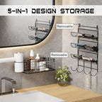 Wall-Mounted Hair Dryer Holder Styling Tool Organizer 4-Shelf Storage Wire Basket with Hook Heat Safe Rack for Hair-Straighte