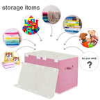 VERONLY Large Collapsible Toy Storage Box with Lid & Handles - Kids Organizer Chest for Toys, Clothes, Blankets (Pink, Nurser