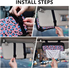 Car Tissue Holder Car Visor Organizer Tissue Box Holder for Car Sun Visor Organizer with Car Vehicle Accessories Essentials Interior for Women Men Pink Leopard Pattern