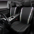 CAR PASS Leather Bling Diamond Car Seat Covers 2 Front Interior Sets, Waterproof Universal Shining Glitter Crystal Sparkle Fit for 95% Auto Truck SUV Cute Women Girl, Black Multicolor Rhinestone