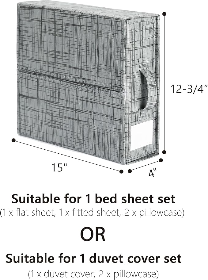 SUOCO SheetCube Bed Sheet Organizers and Storage 8 Pack, Foldable Linen Closet Organizer with Window and Label, Bedding Stora