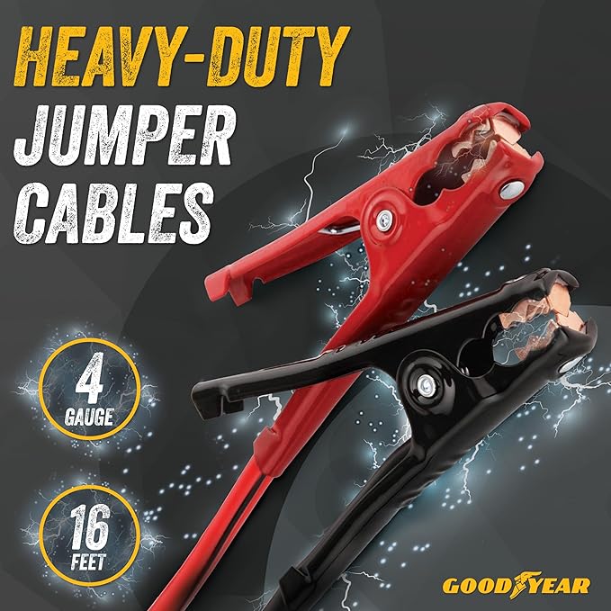 GOODYEAR Heavy Duty Jumper Cables for Car Battery - 4 Gauge 16 ft Booster Cables with Carrying Case for Cars, Trucks, SUVs, E