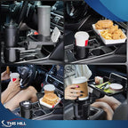 This Hill Cup Holder Tray for Car, 2 in 1 Detachable Car Food Table Tray with Solid Base & Phone Slot,Car Cup Holder Expander