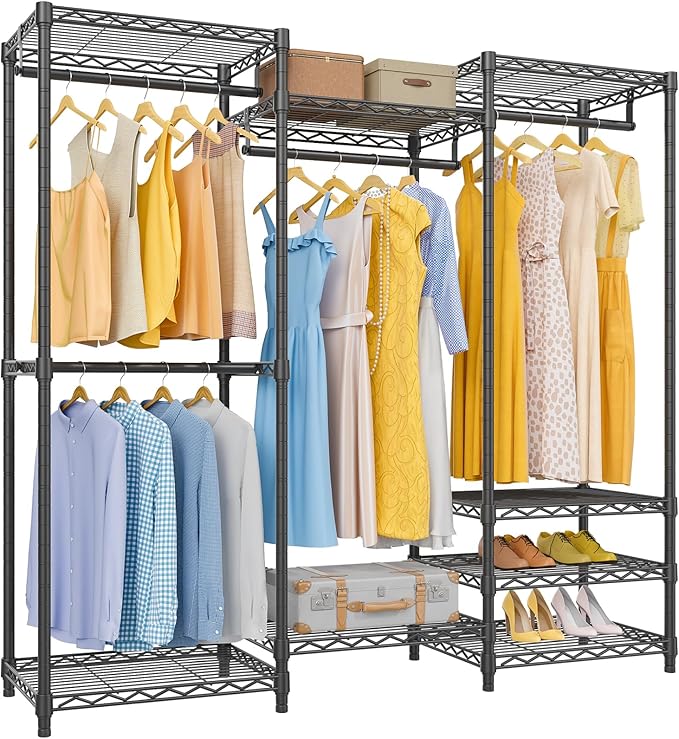 VIPEK V5 Medium Portable Closet Wardrobe Heavy Duty Clothes Rack, Freestanding Closet Metal Clothing Rack with 4 Hang Rods & 