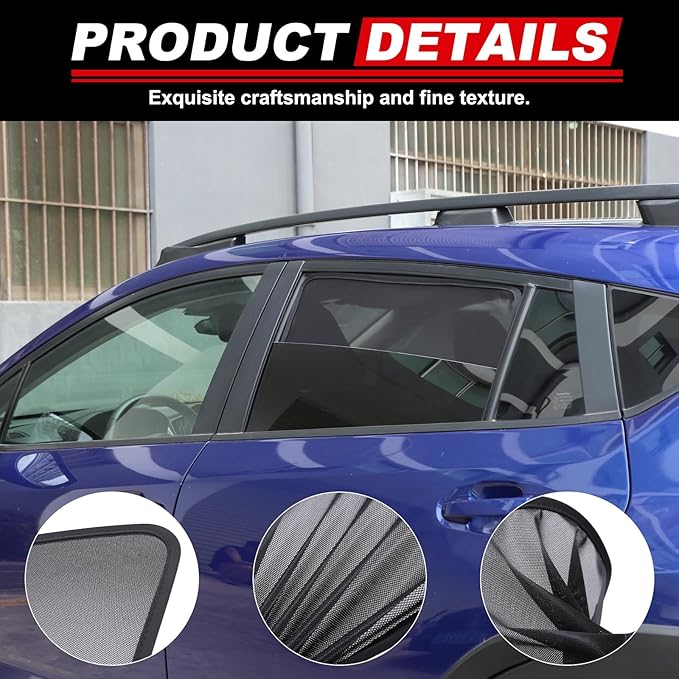 Car Window Shade Compatible with Subaru Crosstrek 2024 2025 2026, Front Rear Mesh Side Window Sun Shade Glare Shield and UV Rays Protection Accessories (Back Window)