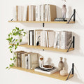 Book Shelf for Wall, Oak Shelf, Floating Shelves with Brackets, 36 inch Wall Shelves Set of 3, Particle Board Shelving for Ki