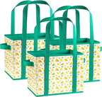 3 Pk Reusable Grocery Bags, Foldable Shopping Basket, Daily Utility Storage, Reinforced Bottom Handles Waterproof