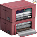 Sorbus Storage Bins with Metal Frame - Stackable & Foldable Clothes Organizer Bags - Oxford Fabric Storage Containers with La