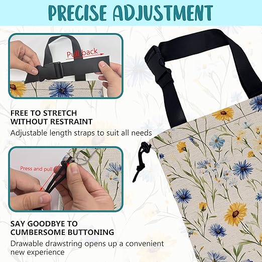 Car Garbage Bag Abstract Blue and Yellow Flowers Hanging Canvas Car Trash Bag Drawstring Car Back Seat Organizer for Car Back Front Seat Console with Adjustable Buckle