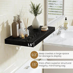 Fun Memories 55 Inch Floating Shelves in Black, 9.3 Inch Deep Floating Shelf for Bathroom Living Room Kitchen, Rusitc Wall Mo