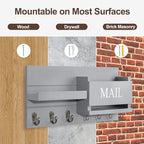Lwenki Mail Organizer for Wall Mount – Key Holder with Shelf Includes Letter Holder and Hooks for Hallway Farmhouse Decor – R