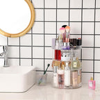 Cq acrylic Rotating Makeup Organizer,Adjustable Spinning Skincare Organizer for Vanity,Countertop,Clear Rotating Perfume Orga