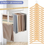 Upgrade 9 Layers Pants Hangers Space Saving, 2 Pack Pant Hangers Organizer Multifunctional Pants Rack Space Saver Closet Orga