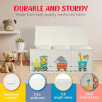 Extra Large Collapsible Sturdy Toy Storage Organizer with Lids, Animal Train Toy Box for Boys Girls, 40"x16"x16", Modern, Bei