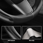 Nappa Leather car Steering Wheel Cover,Carbon Fiber Sports car Interior Non-Slip Ultrathin 15 inches Universal (Black)