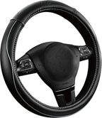 Skechers Memory Foam Steering Wheel Cover,Piping Microfiber Leather Steering Wheel Cover Sporty Universal Fit 14" 1/2-15" Car