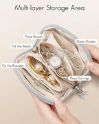 Vlando Small Travel Jewelry Case,Jewelry Pouch Bags with Zipper,Velvet Jewelry Organizer Storage Bag for Bracelet Rings Earri