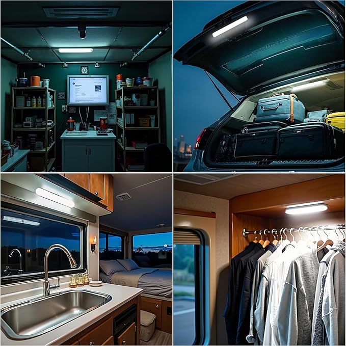 12V Led Interior Light Bar 4 Packs 72Led 6500K White with ON/Off Switch 11Inch 12V 24V for Enclosed Cargo Trailer RV Van Truck Lorry Camper Caravan Motorhome (4Pcs)