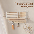 Rebee Vision Farmhouse Pine Wood Key Holder Wall Mount - Key Holder for Wall with Wooden Shelf & 6 Hooks - Mail Holder for Ru