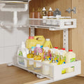 1 Pack 17IN Depth Under Sink Storage Organizer, Large 2-Tier Elegant Mesh Pull Out Shelf for Kitchen and Bathroom Cabinet Org