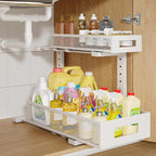 1 Pack 17IN Depth Under Sink Storage Organizer, Large 2-Tier Elegant Mesh Pull Out Shelf for Kitchen and Bathroom Cabinet Org