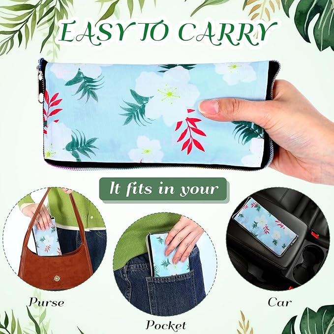 Cunno 6 Pcs Reusable Foldable Grocery Bags, Large Capacity Shopping Bag with Zipper Handle, Waterproof, Women