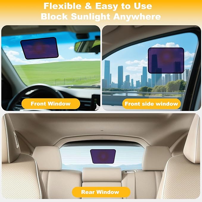 XCBYT Square Car Window Shades for Side & Windshield - 2 Pack Static Cling Driver Side Window Sun Shade, Glare Blocker Car Sun Shade with Durable Mesh & Dark PVC Film, Universal Fit (9.84" x 7.09")
