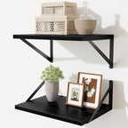 Deep Floating Shelves,16" Wx10 D Floating Shelves for Wall Set of 2,Heavy Duty Wood Floating Shelf with Metal Bracket,Wall Mo
