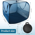 Pop up Pool Toy Storage Bin,32"X32"X30"Pool Float Organizer Bag with 2 Side Pockets Mesh Swimming Pool Toys Organizer with 4 