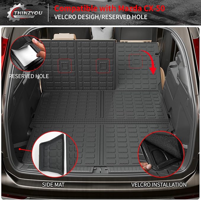 Floor Mats Compatible with 2023 2024 2025 2026 Mazda CX50 Trunk Mat Cargo Liner TPE All Weather Back Seat Cover Protector 2024 CX-50 Accessories (Trunk Mat+Backrest Mats+Floor Mats)