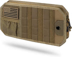 LIVANS Tactical Car Sun Visor Organizer, Automotive Semi-Rigid MOLLE Panel with Zipper Storage Pouch & Glasses Clip, Universal Fit for Trucks, SUVs, Jeeps & Patrol Vehicles (Khaki)