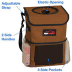 EPAuto Waterproof Car Trash Can with Lid and Storage Pockets, 2.5 Gallon Leakproof, Brown