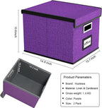 Huolewa Upgraded File Organizer Boxes with Lids, Linen Hanging Filing & Storage Boxes with Plastic Slides for Office/Decor/Ho