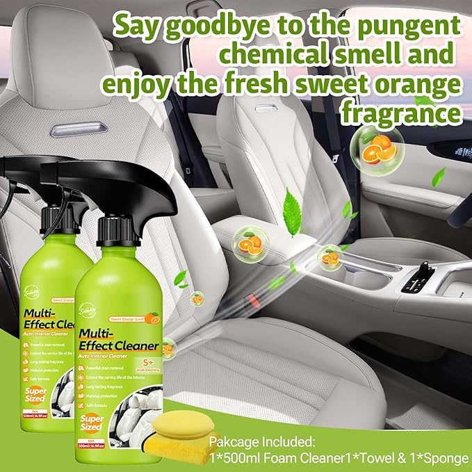 1000ml Car Interior Polish Ceiling Foam Headliner Roof Fabric Cleaner Spray Kit for Leather, utomotive Seat,Dashboard, Carpet